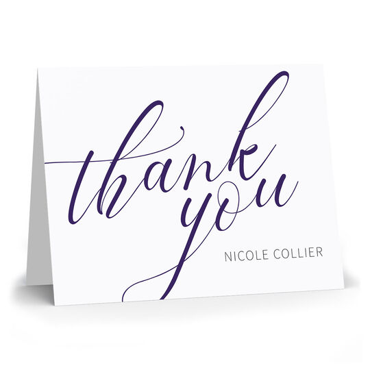Large Script Folded Thank You Note Cards